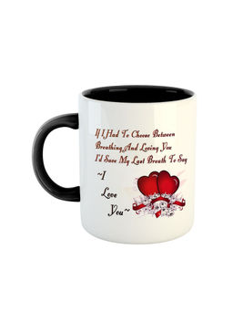ARTBUG - Black Romantic Quotes Printed Ceramic Coffee Mug