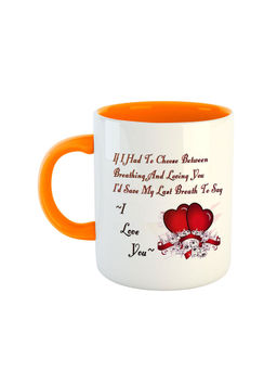 ARTBUG - Orange Romantic Quotes Printed Ceramic Coffee Mug