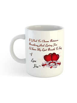 ARTBUG - White Romantic Quotes Printed Ceramic Coffee Mug