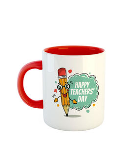 ARTBUG - Red Happy Teachers Day Ceramic Coffee Mug