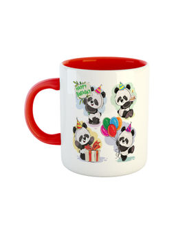 ARTBUG - Red Happy Birthday Panda Printed Coffee Mug