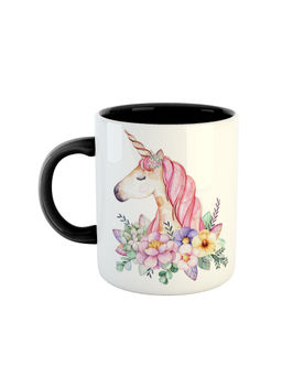 ARTBUG - Black Unicorn Head Printed Coffee Mug