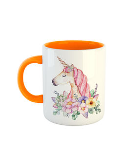 ARTBUG - Orange Unicorn Head Printed Coffee Mug