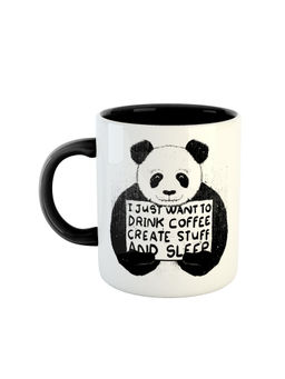 ARTBUG - Black Lazy Panda Printed Ceramic Coffee Mug