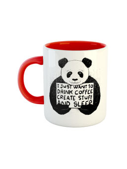 ARTBUG - Red Lazy Panda Printed Ceramic Coffee Mug