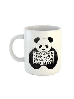 ARTBUG - White Lazy Panda Printed Ceramic Coffee Mug