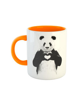 ARTBUG - Orange Heart Panda Printed Ceramic Coffee Mug
