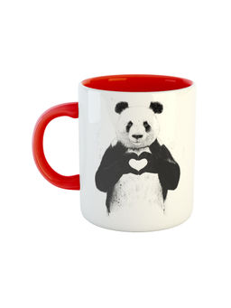 ARTBUG - Red Heart Panda Printed Ceramic Coffee Mug