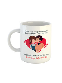 ARTBUG - White I Am Sorry I Love U Printed Ceramic Coffee Mug