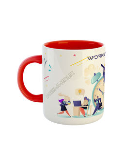 ARTBUG - Red Work-A-Holic Printed Ceramic Coffee Mug