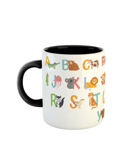 ARTBUG - Black Animal Alphabets Printed Ceramic Coffee Mug