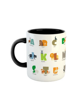 ARTBUG - Black Animal Alphabets Printed Ceramic Milk Mug