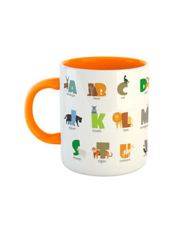 ARTBUG - Orange Animal Alphabets Printed Ceramic Milk Mug
