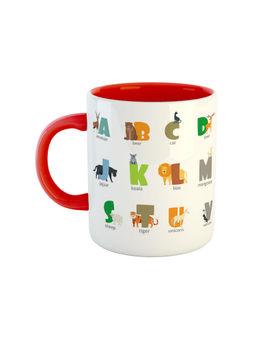 ARTBUG - Red Animal Alphabets Printed Ceramic Milk Mug