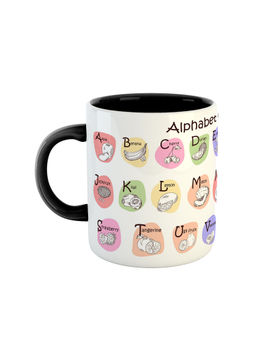 ARTBUG - Black Alphabets With Fruits Printed Ceramic Mug