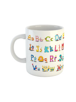 ARTBUG - White Dancing Alphabets Printed Ceramic Mug