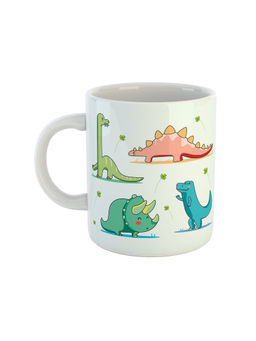 ARTBUG - White Funny Dinosaurs Cartoon Printed Coffee Mug