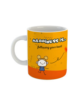 ARTBUG - White Happiness Is Following Your Heart Printed Coffee Mug