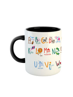 ARTBUG - Black Alphabets Character Printed Ceramic Mug