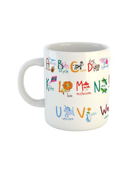 ARTBUG - White Alphabets Character Printed Ceramic Mug