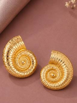 OOMPH - Gold Sea Shell Shape Anti Tarnish Stud Earrings