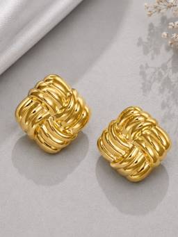 OOMPH - Gold Anti Tarnish Knotted Big Stud Earrings