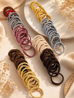 OOMPH - Multi-Color Fabric Elastic Small Rubber Band Ponytail Holders