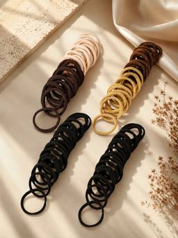 OOMPH - Multi-Color Fabric Elastic Small Rubber Band Ponytail Holders