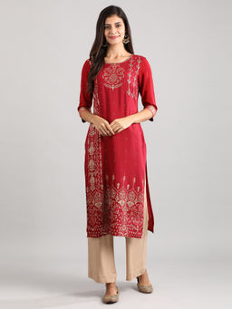 Aurelia - Maroon Geometric Dress