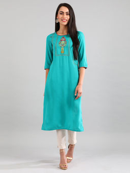 Aurelia - Teal Solid Dress