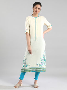 Aurelia - Natural Off White Printed Kurta