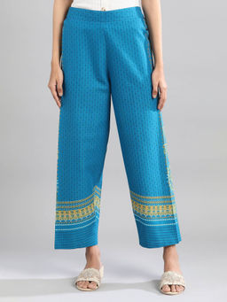 Aurelia - Blue Printed Flared Palazzo