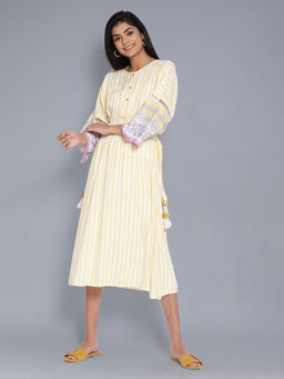W - Yellow Striped Kaftan Kurta