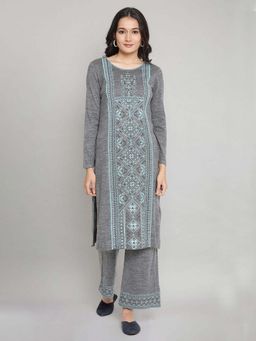 Aurelia - Grey Ethnic Winter Kurta