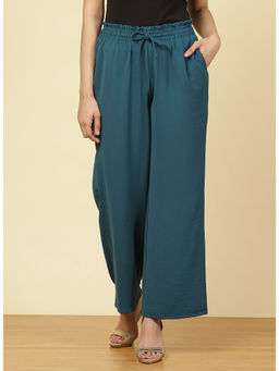 Lakshita - Indian Teal Straight Palazzo Pant With Stretch
