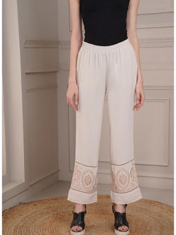Lakshita - Beige Palazzo Pants With Hem Detailing