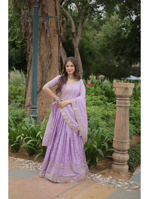 Vibrant Multicolor Chiffon Sequin Embroidered Stitched Lehenga Choli with Dupatta Perfect for Weddings & Festive Occasions main image 0