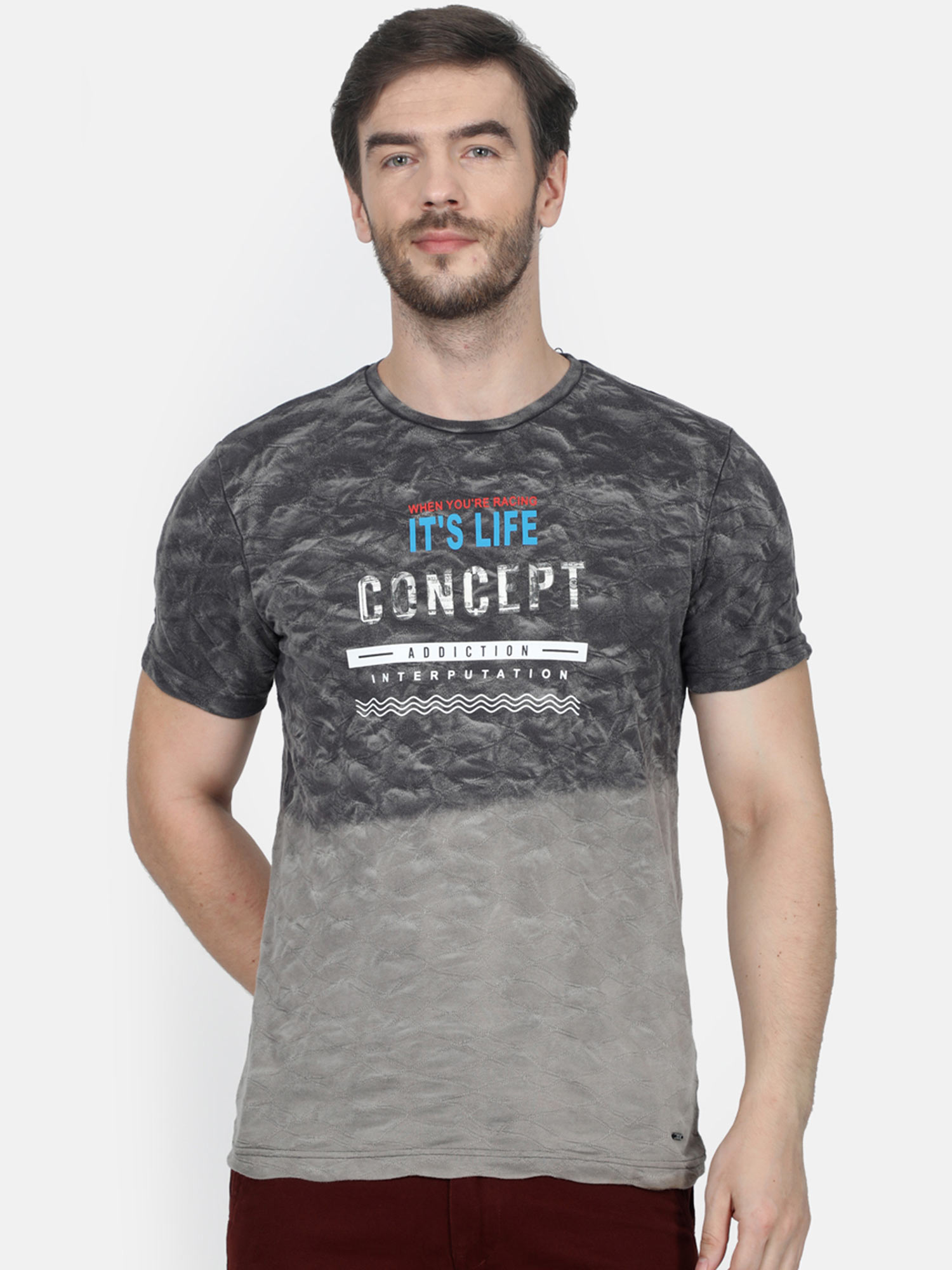 Monte Carlo Grey Printed Short T-Shirt 