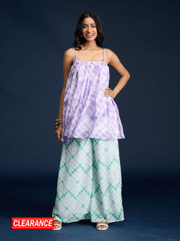 Gajra Gang - Purple Tie Dye Top & Palazzo Set Diwalicious (Set of 2)