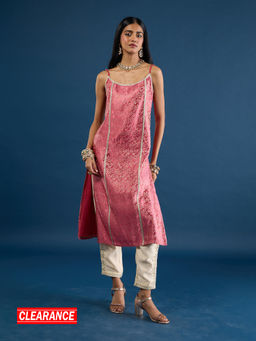 Gajra Gang - Pink Brocade Strappy Kurta Diwalicious