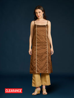 Gajra Gang - Mocha Brocade Strappy Kurta Diwalicious