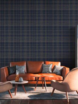 Excel - Wallpaper Blue Scott Checkered With Gold Lines