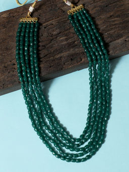 Karatcart - Multilayered Green Beads Maharaja Moti Mala for Men