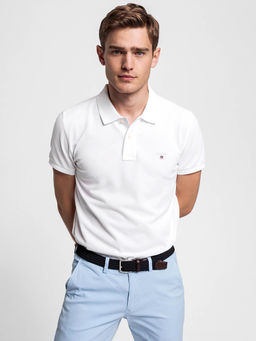 GANT - White Solid Polo T-Shirt