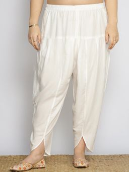 LetsDressUp - White Fabric Solid Tapered Salwar