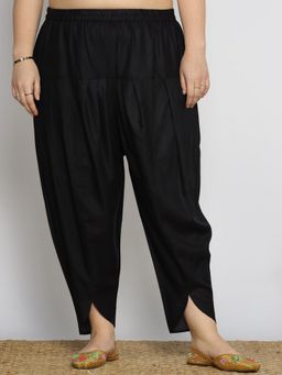 LetsDressUp - Black Fabric Solid Tapered Salwar