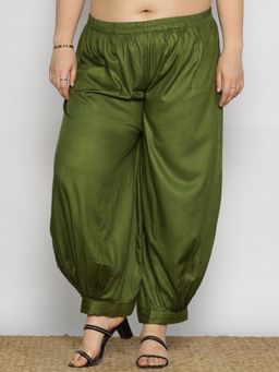 LetsDressUp - Green Fabric Solid Tapered Salwar