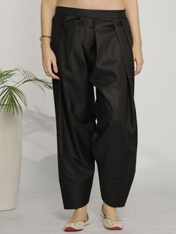 LetsDressUp - Black Fabric Solid Tapered Salwar