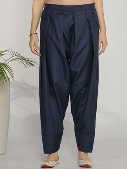 LetsDressUp - Navy Blue Fabric Solid Tapered Salwar