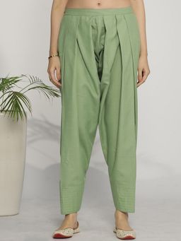 LetsDressUp - Green Fabric Solid Tapered Salwar